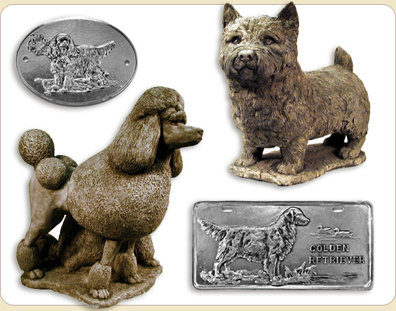 Dogs in cast Metal Stone